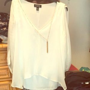 Medium white blouse with gold plated chain